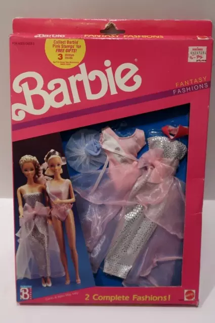 VINTAGE 1989 BARBIE FANTASY FASHIONS 2 Complete Outfits #8242 NRFB
