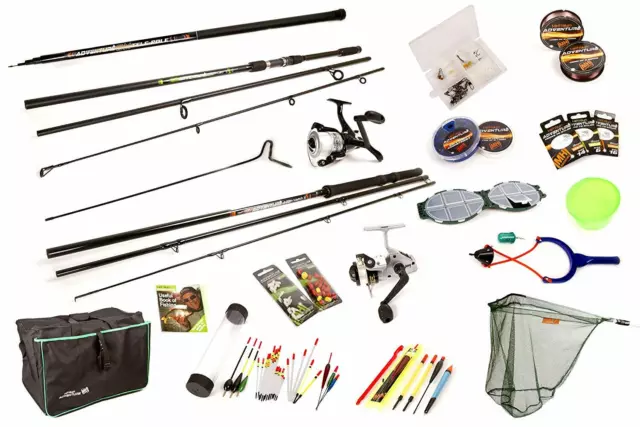 Matt Hayes Coarse Fishing Set 2 Rods Reels Pole Net Tackle Full Kit 514-856