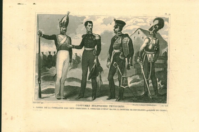 Gravure ancienne sur acier XIXème costumes français issue de