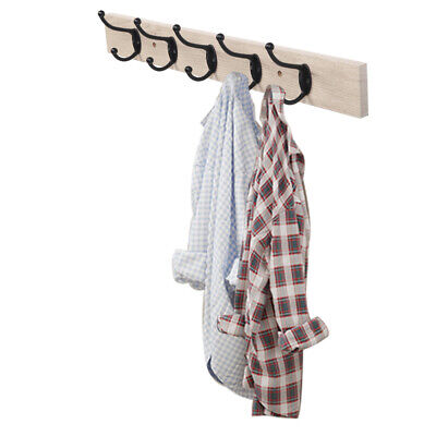Wall-Mounted Farmhouse Coat Rack 5 Standard Hooks Wood Coat Hanger for Entryway