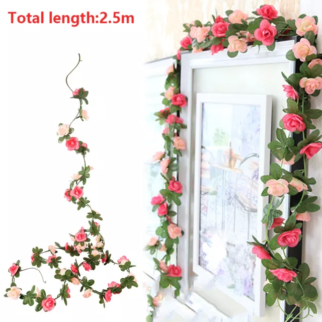 2.5m Artificial Hanging Silk Rose Garland Floral Room Decor Flowers Fake Vine▲