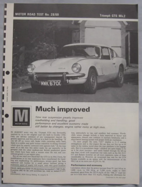 1969 Triumph GT6 Mk2 Original Motor magazine Road test