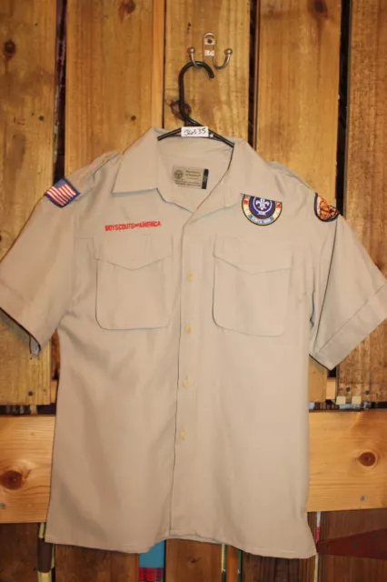 Boy Scouts of America Uniform Youth Shirt  Large Tan Vented Microfiber Poly