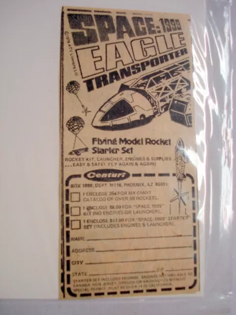 1976 Ad Centuri Rocket Space 1999 Eagle Kit