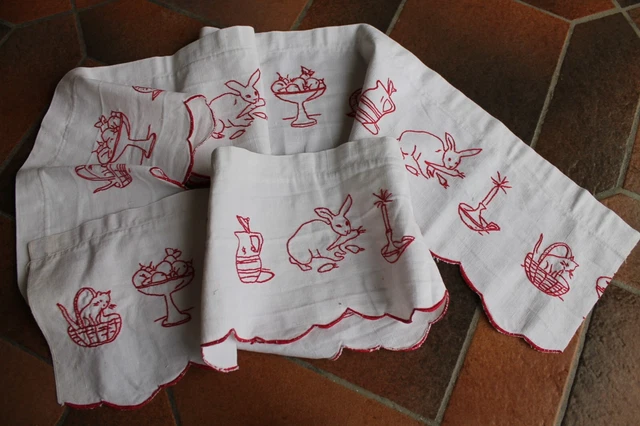 Bordure D'étagère Vintage - Broderie Fruits - 1,20 M X 10 Cm