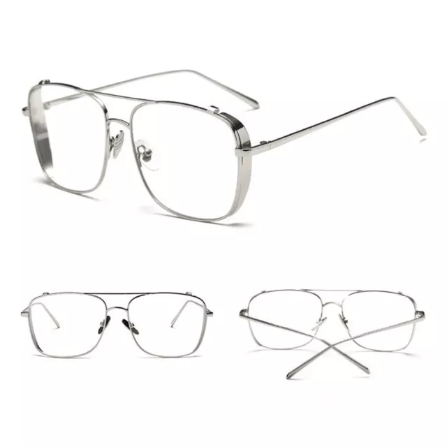 Men Women Metal Anti Blue Light Reading Glasses Oversize Square Fashion Glasses