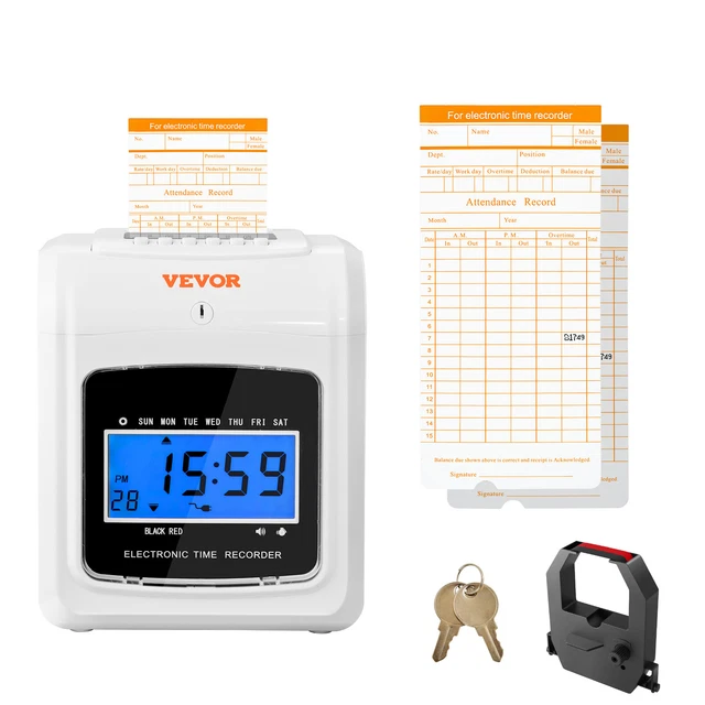 VEVOR EMPLOYEE ATTENDANCE Punch Time Clock Payroll Recorder LCD Display