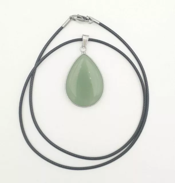 PENDENTIF PIERRE GOUTTE AVENTURINE VERTE AVEC OU SANS COLLIER dermatologie 2F AA