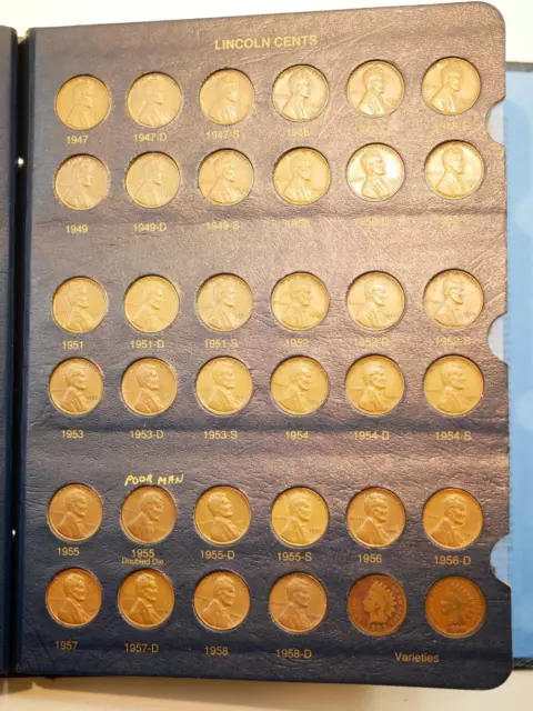 ALMOST FULL CENTS ALBUM 1909 - 1995 coins w/( 55 PM DD ) & 2 Indian head Pennies