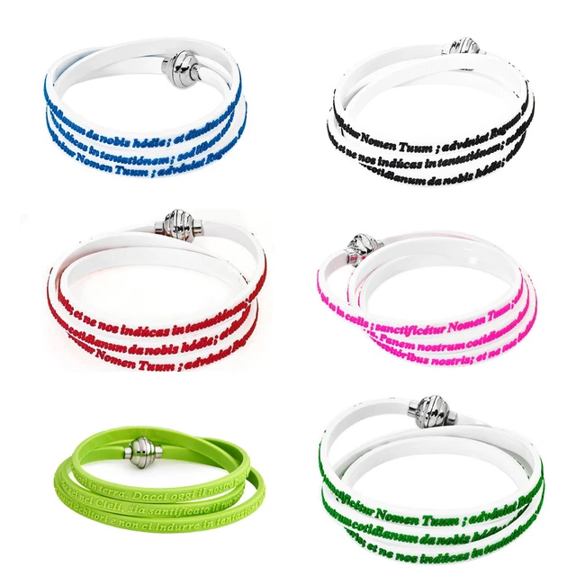 BRACCIALE AMEN PREGHIERA Padre Nostro Multigiro Silicone Colorato