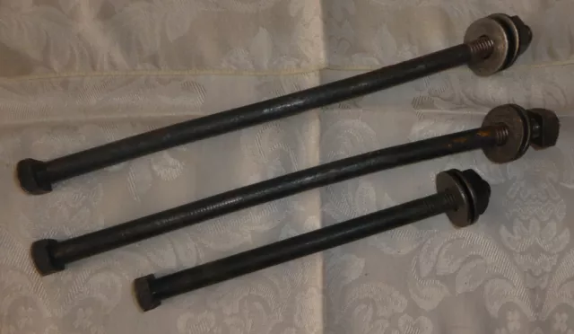 Lot of 3 Used Square Head Bolts with Square Nuts
