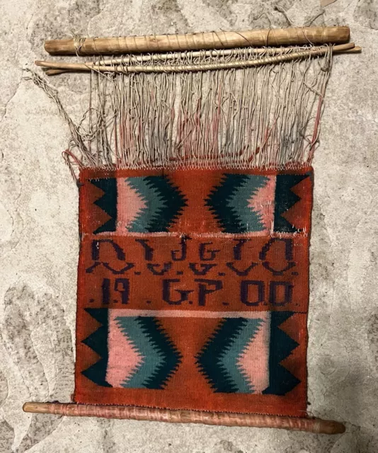 Vintage circa 1900 Navajo Germantown Wool Weaving Loom Sampler Wall Hang