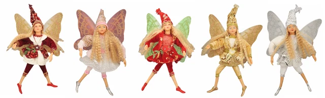 5PC SET - 12" Girl Flower Fairy Handmade Festival Hanging / Sitting Ornament