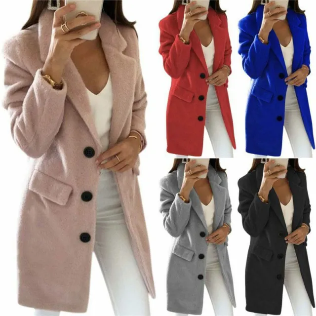 Overcoat Trench Coat Ladies Long Blazer Jacket Womens Duster Plus Size Outwear