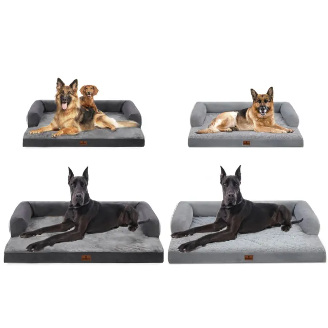 Orthopedic Memory Foam Dog Bed Waterproof Pet Bolster Mattress w/ Washable Cover