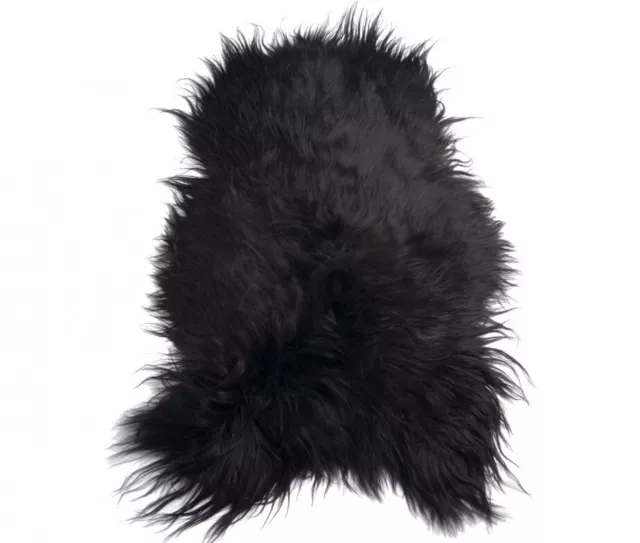 Genuine Icelandic Sheep Rug long Shaggy Black Fur Rug 2 x 3 Single pelt Sale Rug