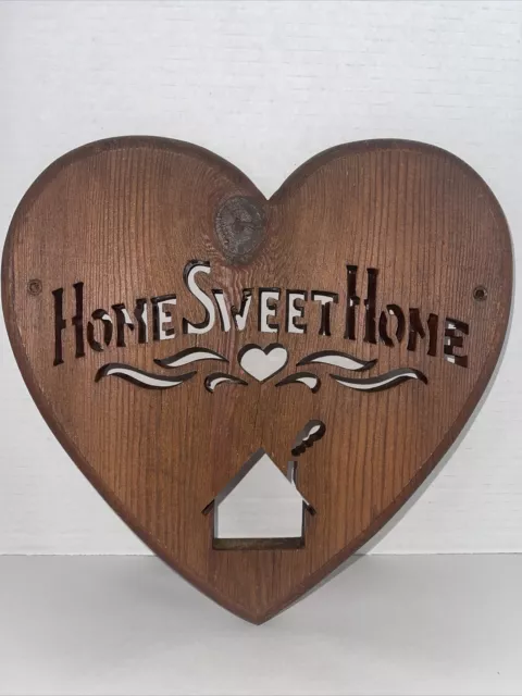 Home Sweet Home Wall Plaque Heart Primitive Country Americana Wood Handcrafted