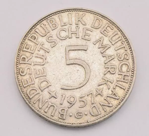 Münze Silber 5 Mark Silberadler BRD 1957 G Jäger 387 16877