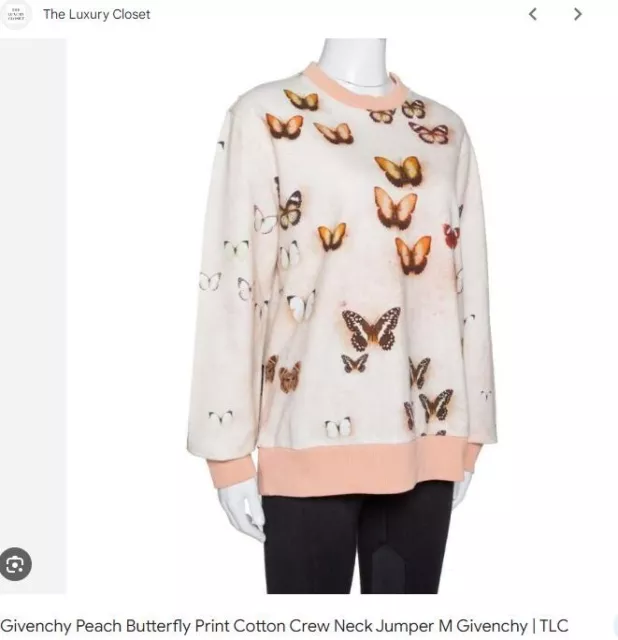 EUC $1324 Givenchy Peach Pink butterfly sweatshirt sweater jumper women size S 2