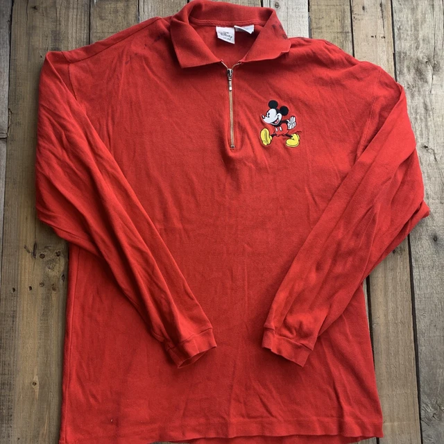 Mickey Mouse Disney Negozio 1/4 Zip Manica Lunga Uomo Camicia Taglia L