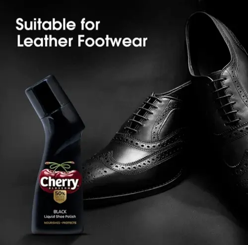 Cherry Blossom Liquid Shoe Polish, Black - 75ml