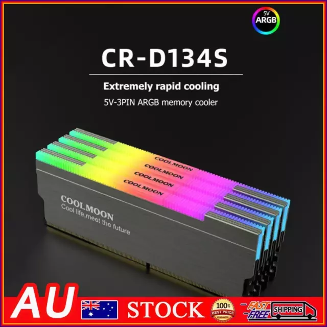 COOLMOON CR-D134S ARGB RAM Heatsink Desktop Computer Memory Heat Spreader Cooler