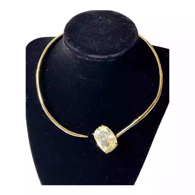 Alexis Bittar Large Stone CHOKER NECKLACE Gold Open Adjustable 16-18" Rhinestone 2