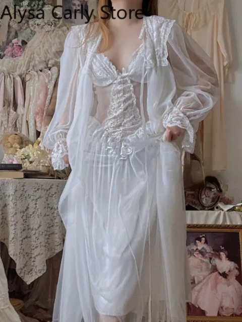 White Fairy Vintage Sweet Dress Women Mesh Lace Sexy Dress Female Patchwork