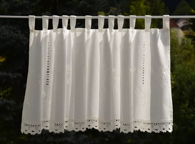 Scheibengardine Häkelkante Bistrogardine Spitze 45 x 150 cm weiß