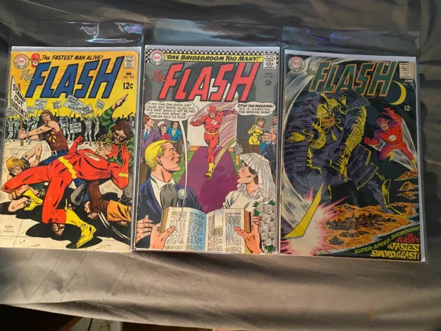 The Flash # 165 180 185 Vol.1 Complete 1966-68- Silver Age 12 Cents Comic Book