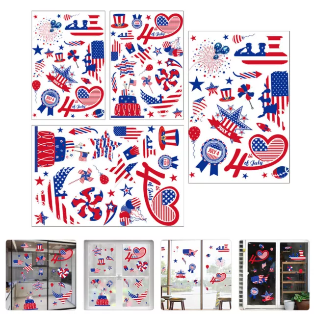 3 Sheets 4th of July Window Decals Independent Sun Stickers
