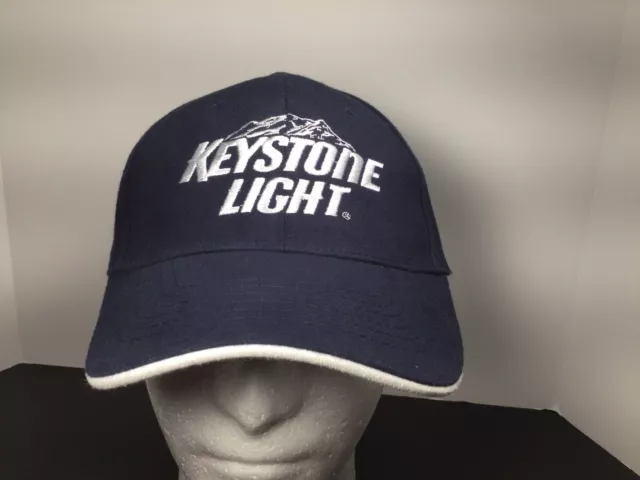 Keystone Light Beer Navy Blue Adjustable Strap Back Baseball Cap Hat Coors New