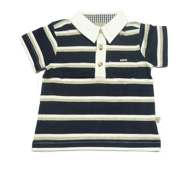 KANZ Ragazzi Maniche Corte Polo-Maglietta Blu a Righe Tgl 56 62 68 74 80 86