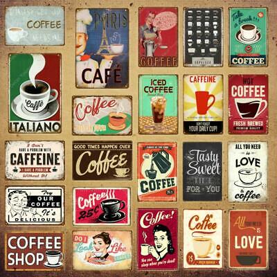 Cafe Tin Sign Coffee Shop Kitchen Wall Decor Retro Posters Vintage Metal Plaque