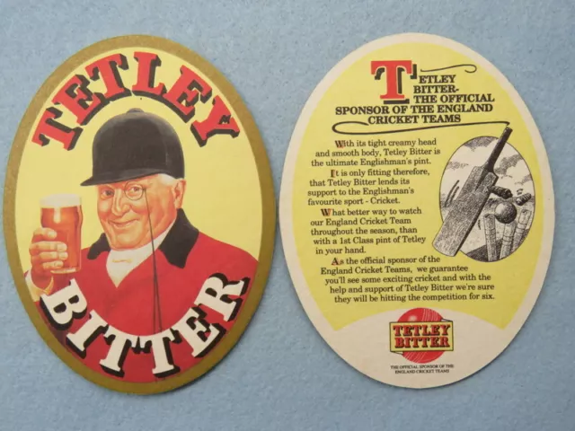 Beer Bar Coaster ~ TETLEY'S Bitter ~ Tadcaster Brewing ~ England Cricket Sponsor
