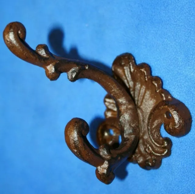 French Country House Entryway Hallway Coat Hooks, Cast Iron, Volume Priced, H-75