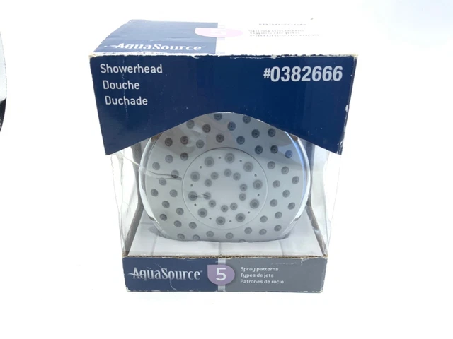 AquaSource Chrome 5-Spray Shower Head Aqua Source 0382666 Bathroom Replacement