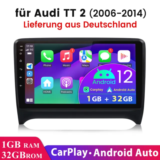 Für Audi TT MK2 8J 2006-2014 Autoradio Carplay Android 12 GPS NAVI RDS WIFI DAB+