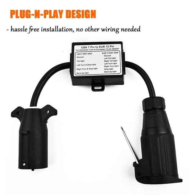 13-Pin Rimorchio Luce Convertitore 7-Way Accessorio Connettore Parti Spina Nuovo