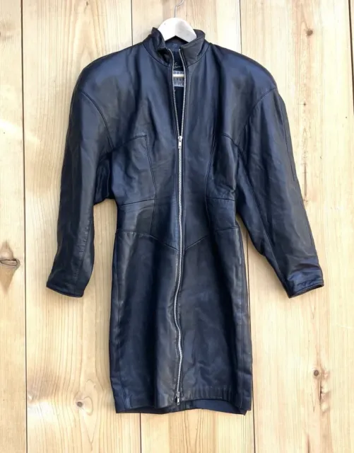 Michael Hoban North Beach Black Leather Zip Up  Dress Sz XS