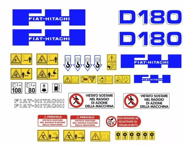 Fiat-Hitachi D 180 LGP - XLT Sticky Decals, Complete Kit