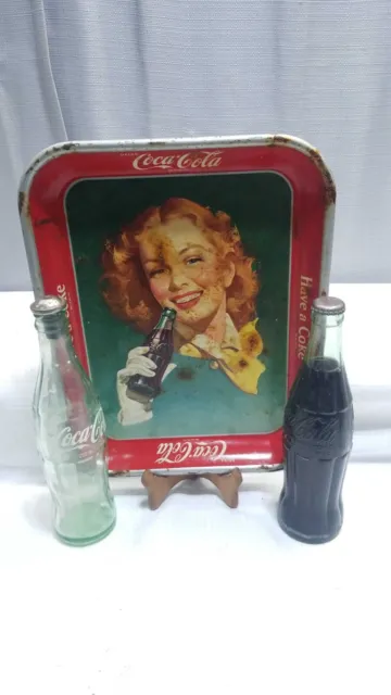 Vintage Antique Have a Coke Red Hair Woman 1940's Coca Cola Bottle Serving Tray