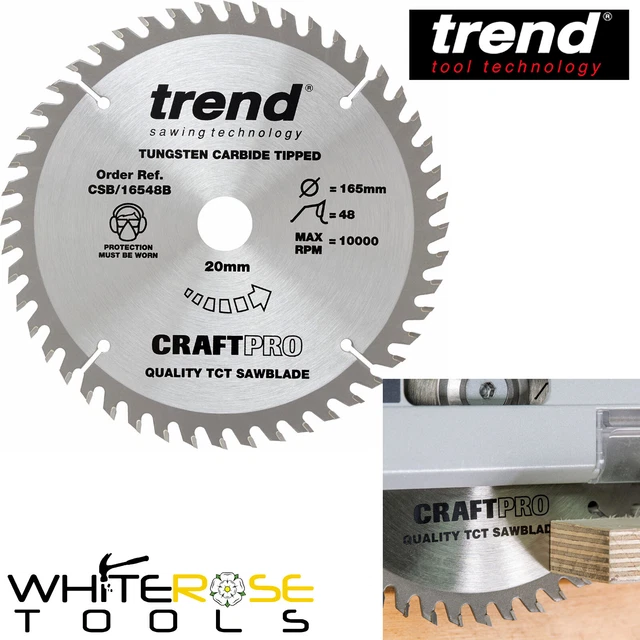 Trend Circular Saw Blade Craft Pro 165mm x 20mm Bore 48 Tooth Fine Finish Cut
