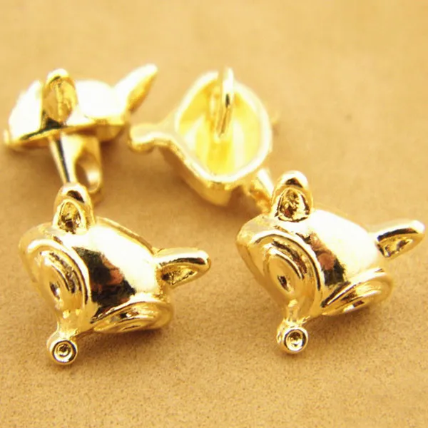 Gold Novelty Fox Shank Button Metal For Sewing Or Embellishments 12 Pcs