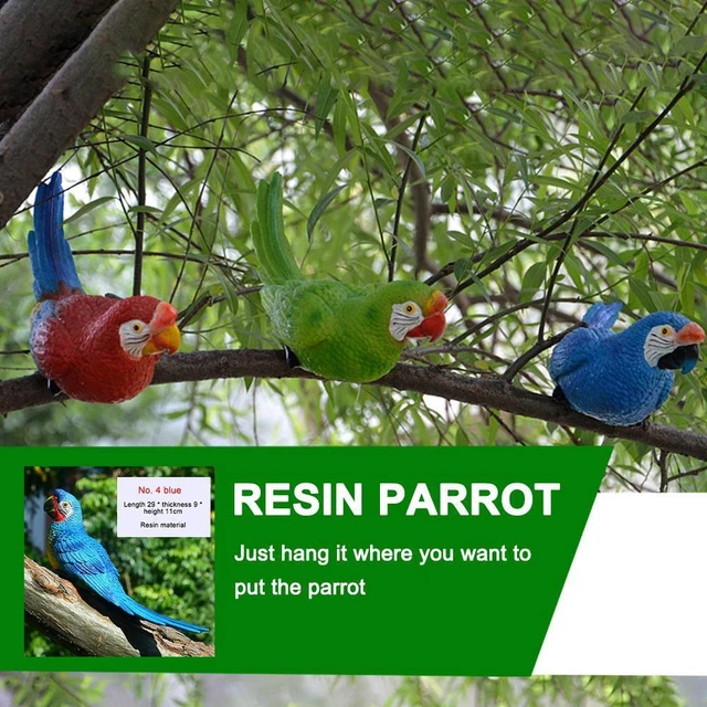 Resin Parrot Bird Ornament Outdoor Garden Tree Statue Sculpture Decorate Uu B2K7