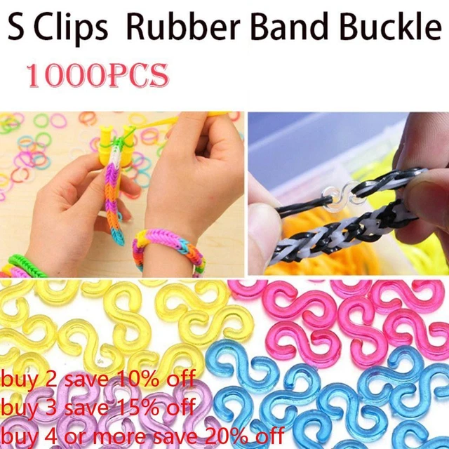 Bandas Pulsera Conector Pulsera Tejida Gancho Banda de Goma Hebilla Plástico S Clips