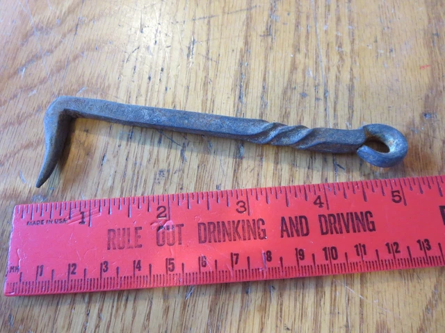 Vintage Twisted Wrought Iron Gate Door Latch Hook 5” Long arm part