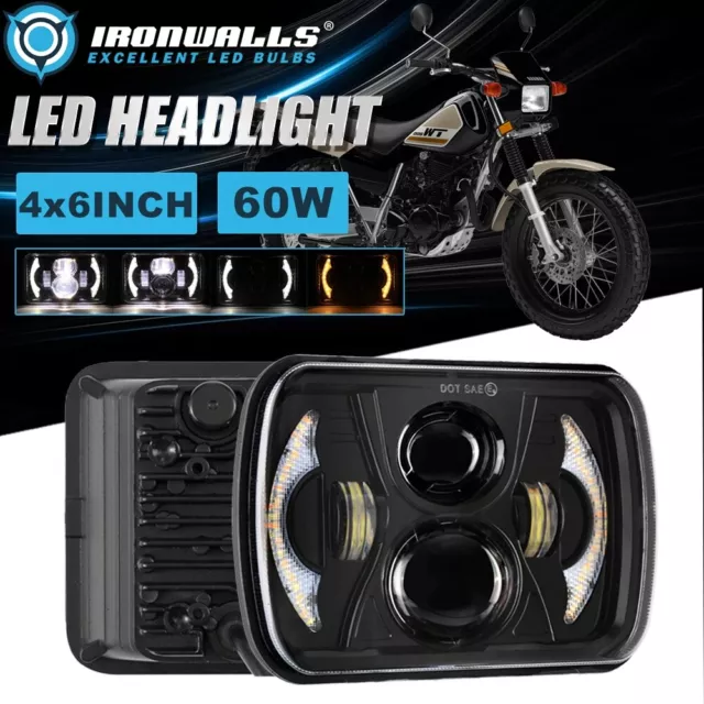 4X6" Motorcycle LED Headlight Hi-Lo DRL Lamp for Yamaha BW200 350 50 350 WR250