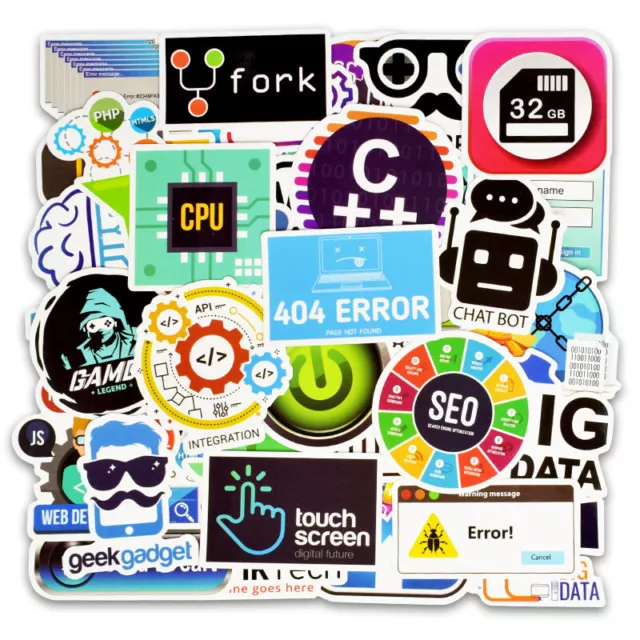 ⭐ 50 Stück Programmierer Technicher  Programming Laptop IT Stickerbomb Aufkleber