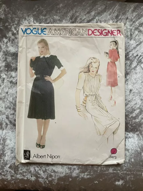 Vogue American Vintage Designer Albert Nipon Original Sewing Pattern 2473 1980’s